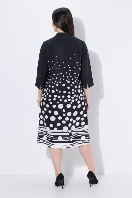 Rippling Dot Print Lyocell 3/4 Sleeve Dress
