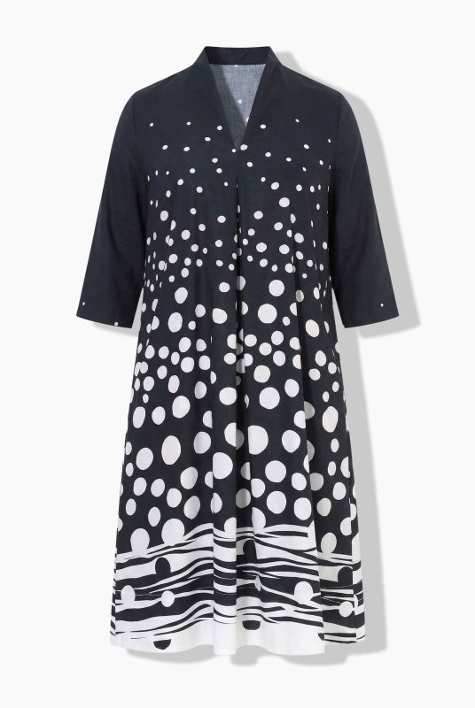 Rippling Dot Print Lyocell 3/4 Sleeve Dress