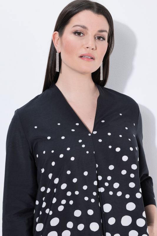 Rippling Dot Print Lyocell 3/4 Sleeve Dress