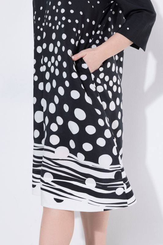 Rippling Dot Print Lyocell 3/4 Sleeve Dress