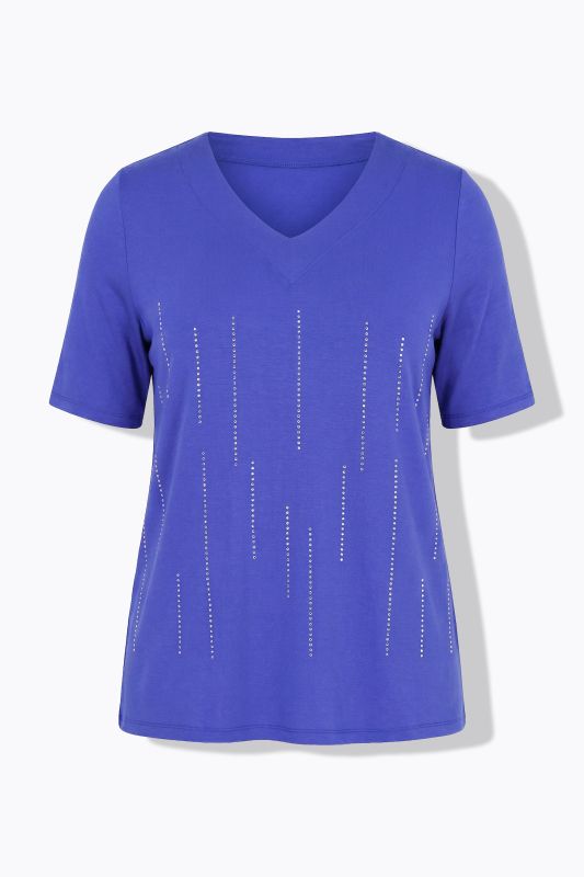 Rhinestone Drip Short Sleeve V-Neck T-Shirt Blouse