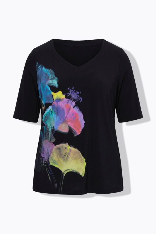 Watercolor Ginkgo Slinky Stretch-Fit T-Shirt Blouse
