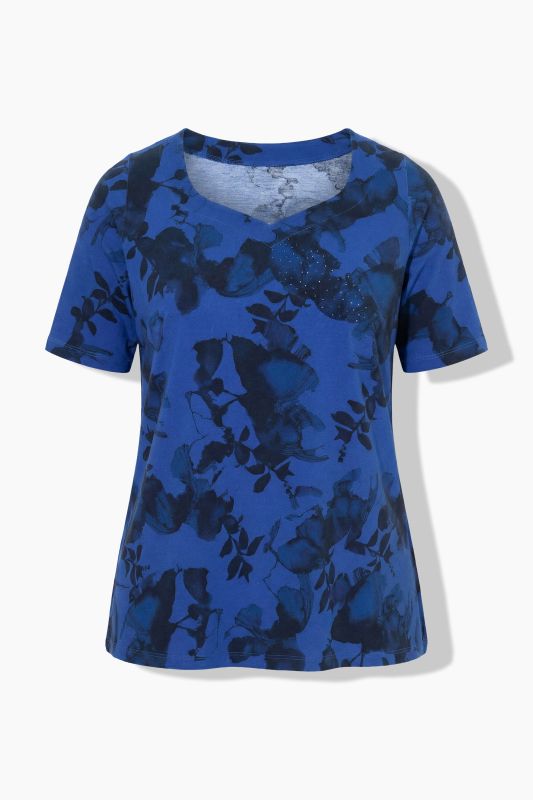 Sparkling Midnight Floral Sweetheart Neckline Pima Cotton Tee