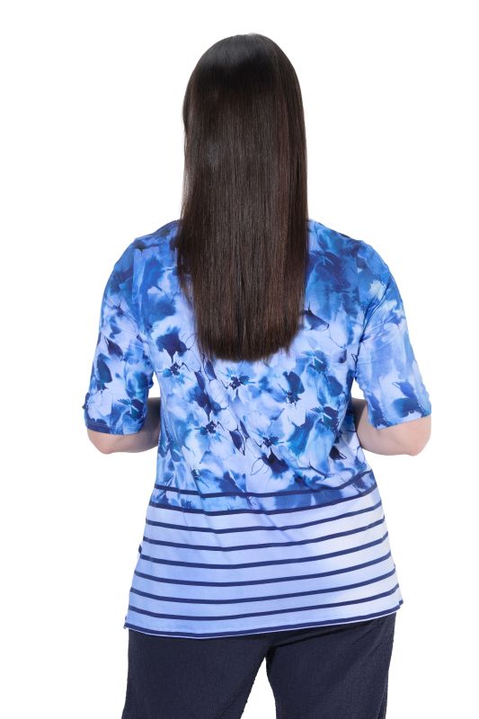 Striped Floral Short Sleeve Pima Cotton Tee