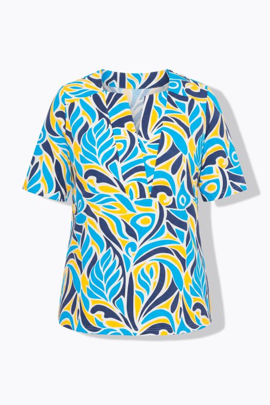 Swirling Leaf Split Neck Tee