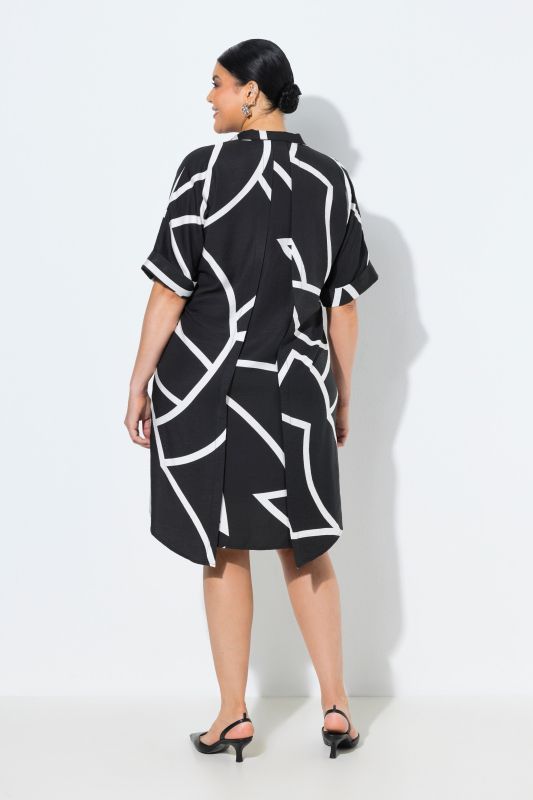 Leaf Outline Collared Hi-Low Dress