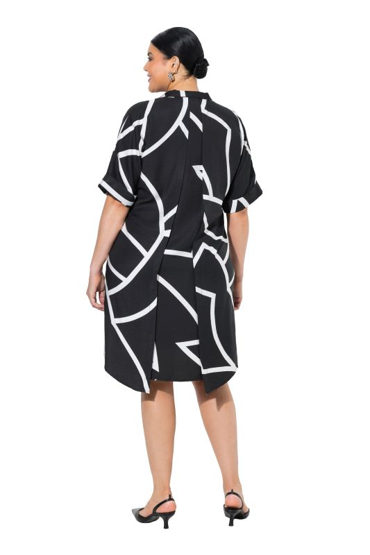 Leaf Outline Collared Hi-Low Dress