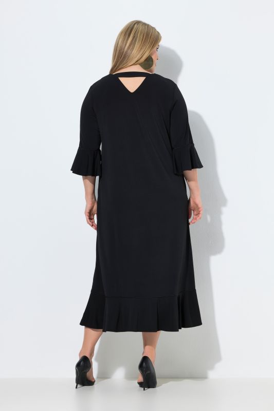 Back Cutout Flounce Panel Dress