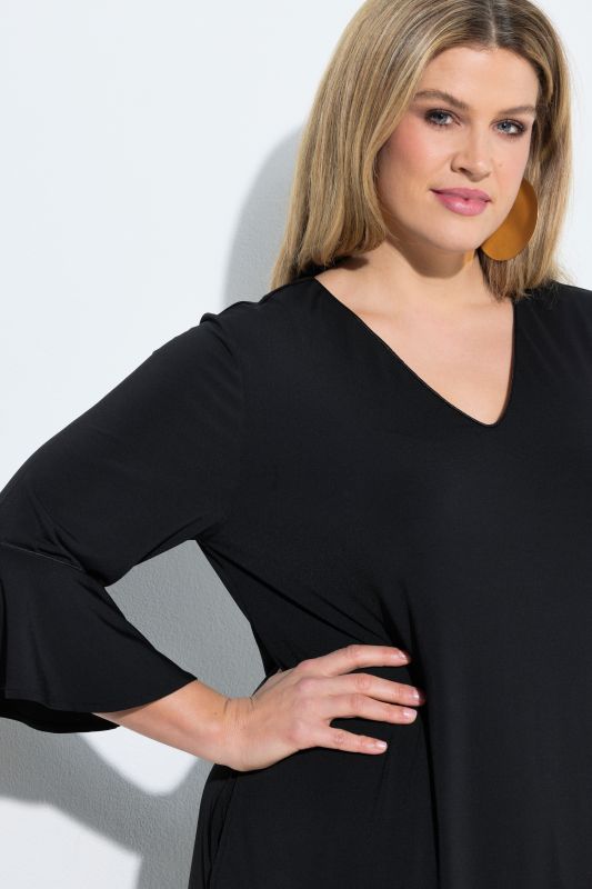 Back Cutout Flounce Panel Dress