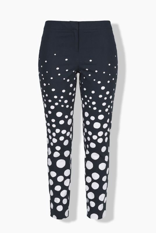 Polka Dot Pressed Crease Elastic Waist Pants