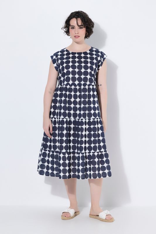 Polka Dot Short Sleeve Flounce Dress