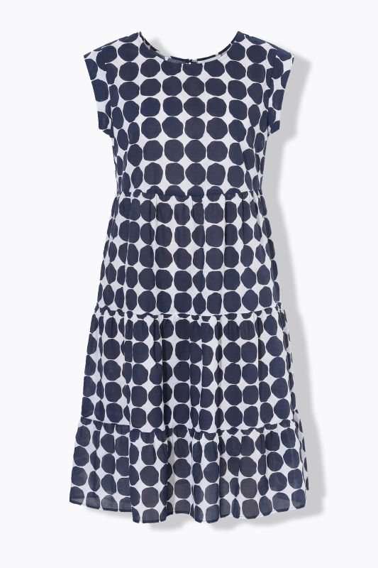 Polka Dot Short Sleeve Flounce Dress