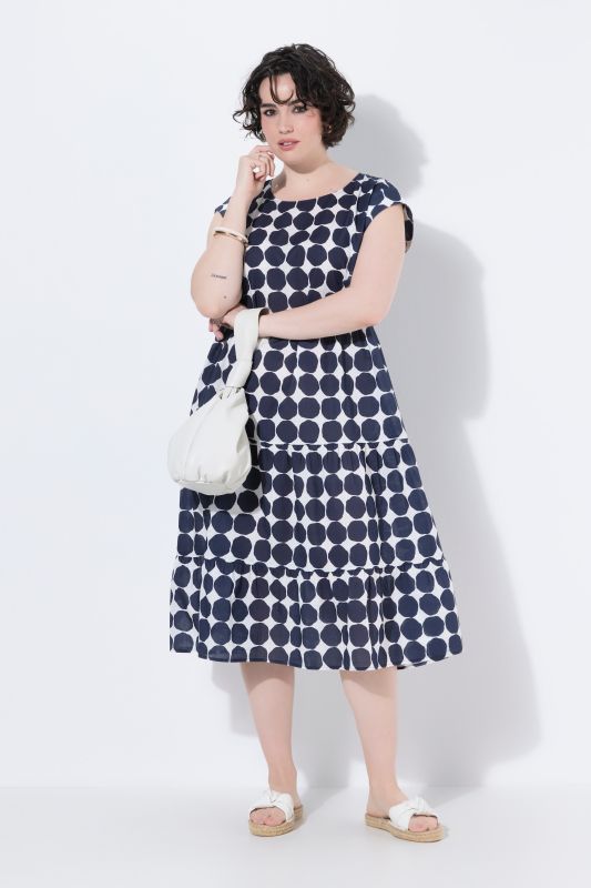 Polka Dot Short Sleeve Flounce Dress