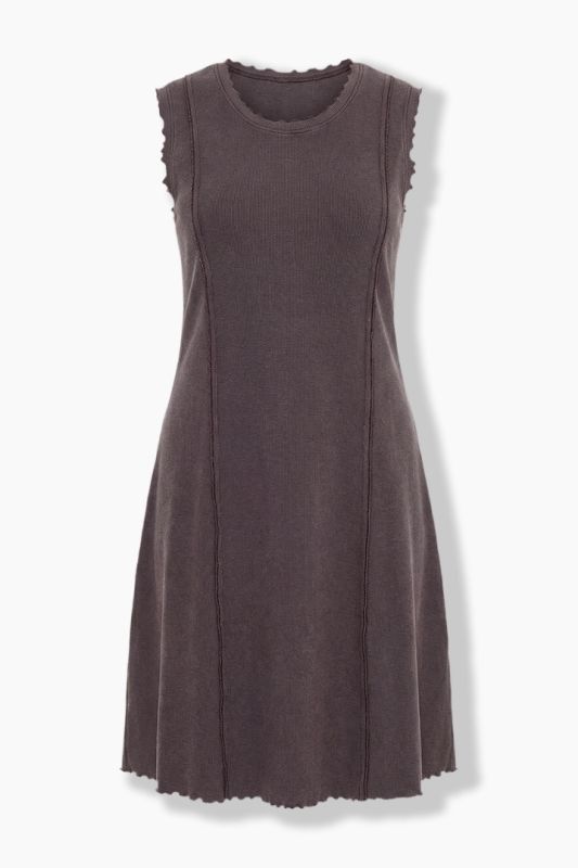 Lettuce Hem Ribbed Jersey Dress