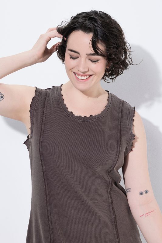 Lettuce Hem Ribbed Jersey Dress