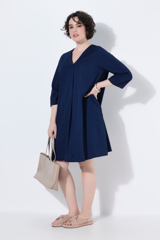 Denim 3/4 Sleeve Pocket Dress