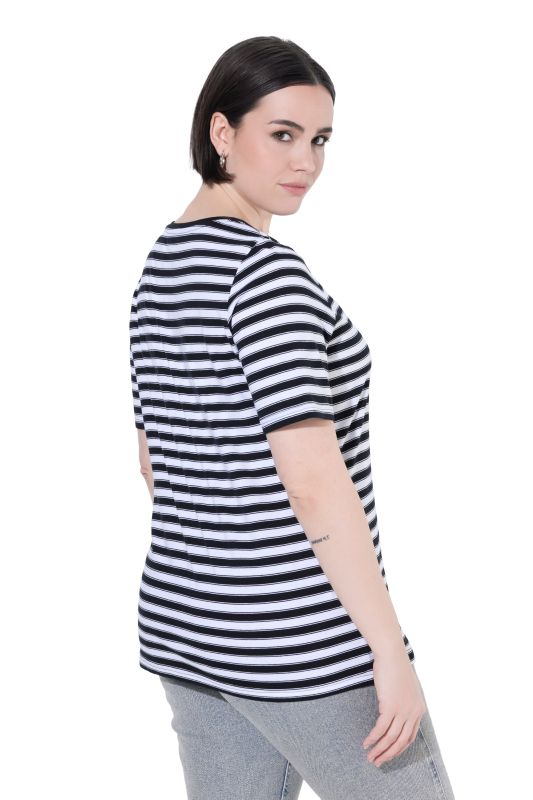 Striped Metallic Animal Motif Short Sleeve Tee