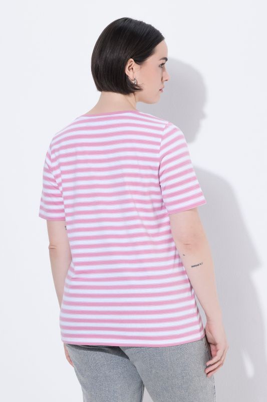 Striped Metallic Animal Motif Short Sleeve Tee