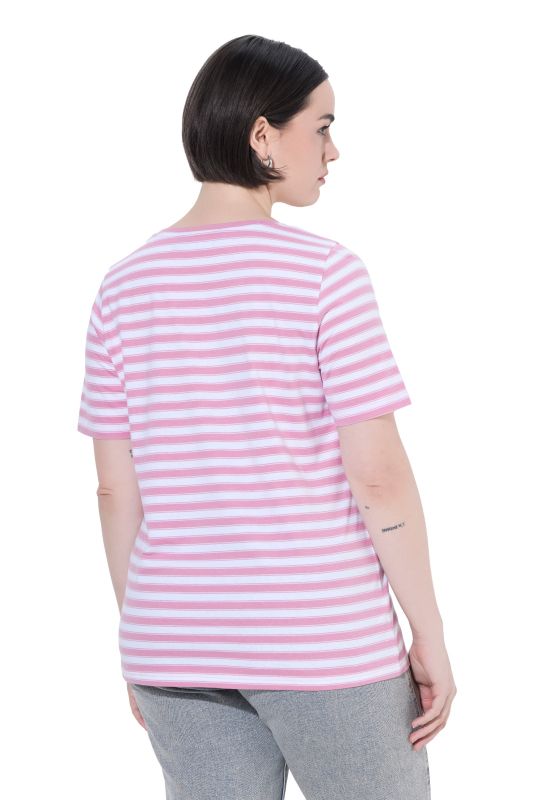 Striped Metallic Animal Motif Short Sleeve Tee