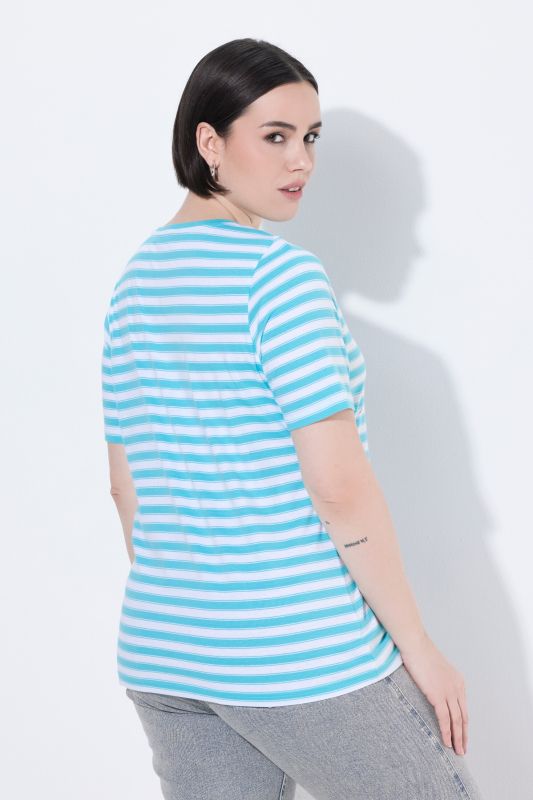 Striped Metallic Animal Motif Short Sleeve Tee