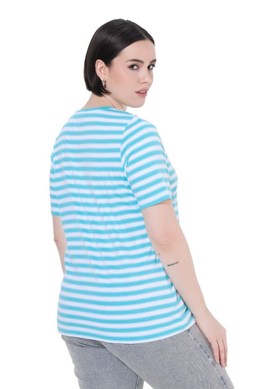 Striped Metallic Animal Motif Short Sleeve Tee