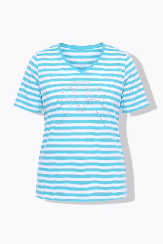 Striped Metallic Animal Motif Short Sleeve Tee