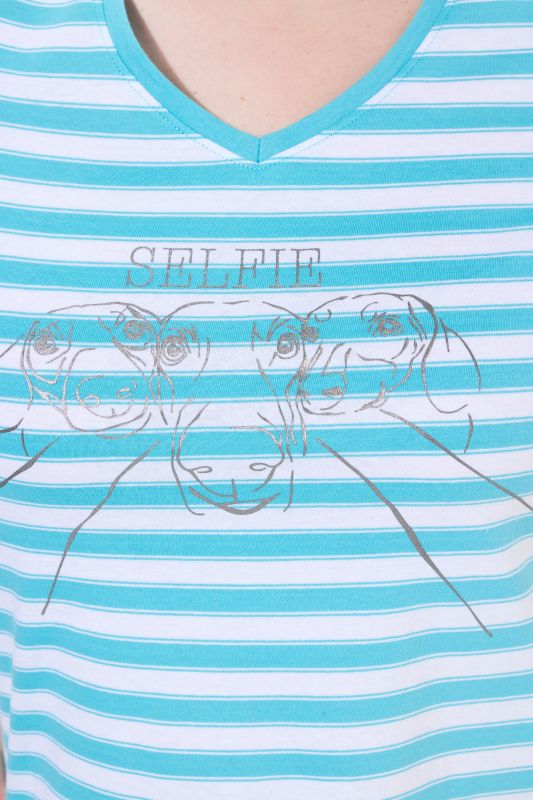Striped Metallic Animal Motif Short Sleeve Tee