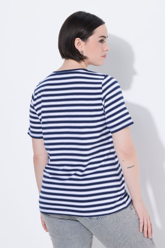 Striped Metallic Animal Motif Short Sleeve Tee