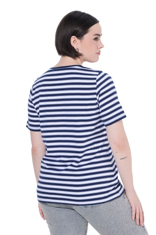 Striped Metallic Animal Motif Short Sleeve Tee