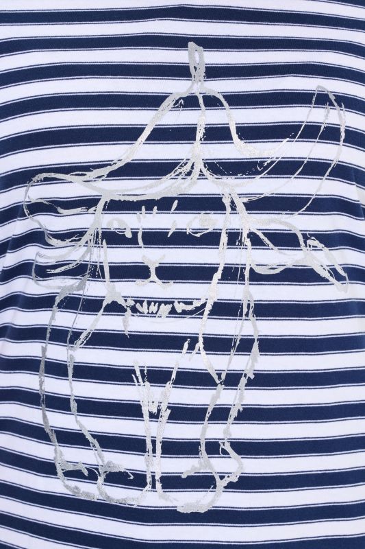 Striped Metallic Animal Motif Short Sleeve Tee