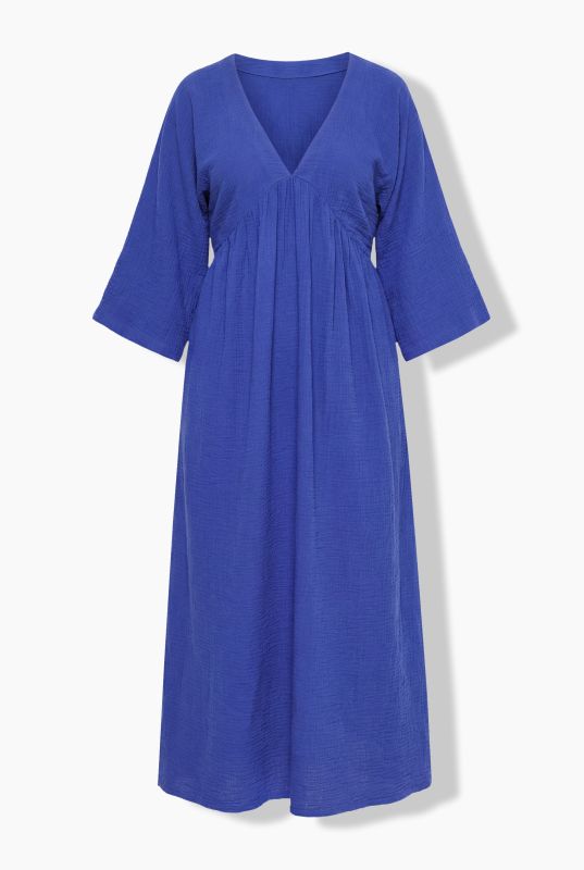 Inverted Basque Waist 3/4 Sleeve Muslin Dress