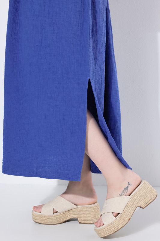 Inverted Basque Waist 3/4 Sleeve Muslin Dress
