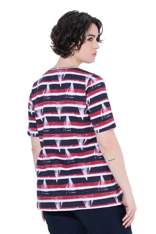 Striped Sailboat Sweetheart Neckline Tee