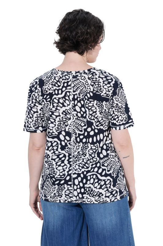 Abalone Print Short Sleeve Split Neck Tee