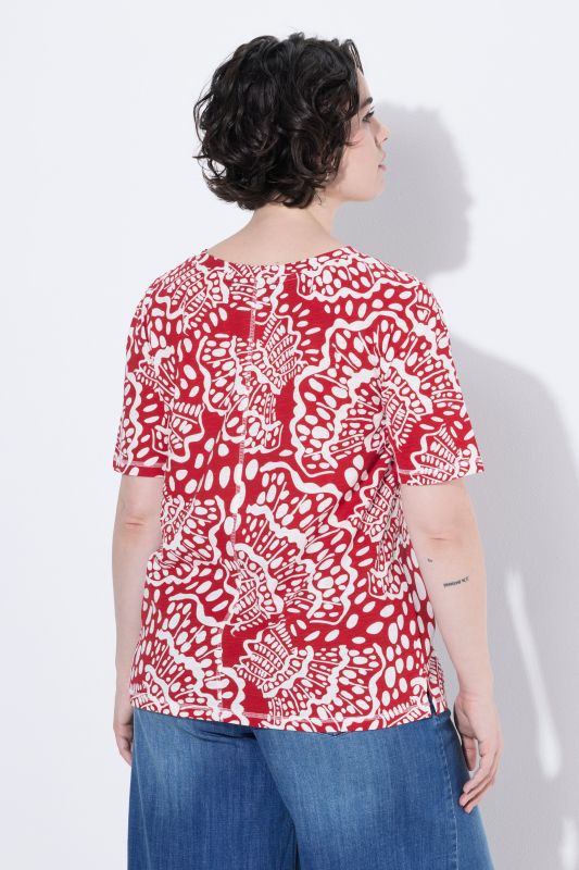 Abalone Print Short Sleeve Split Neck Tee