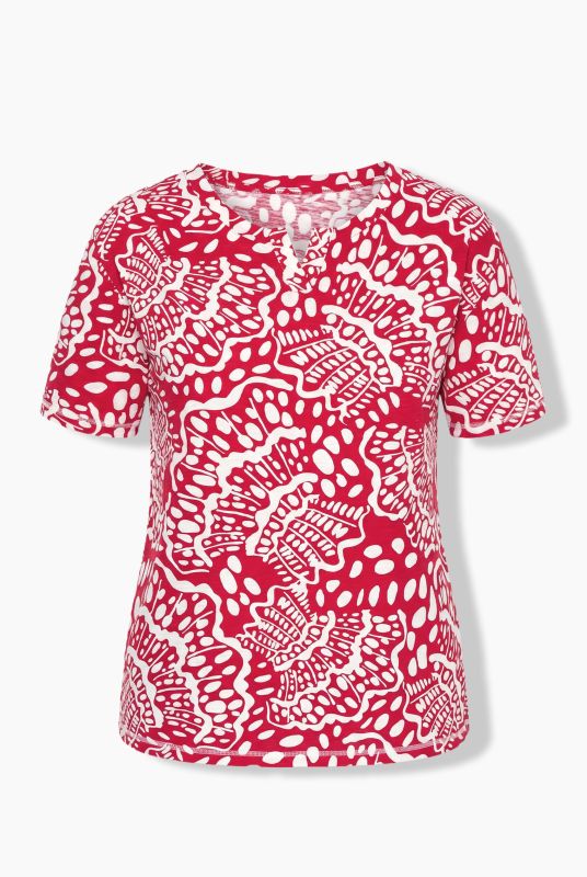 Abalone Print Short Sleeve Split Neck Tee
