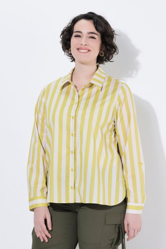 Striped Cotton Poplin Button-Down Blouse