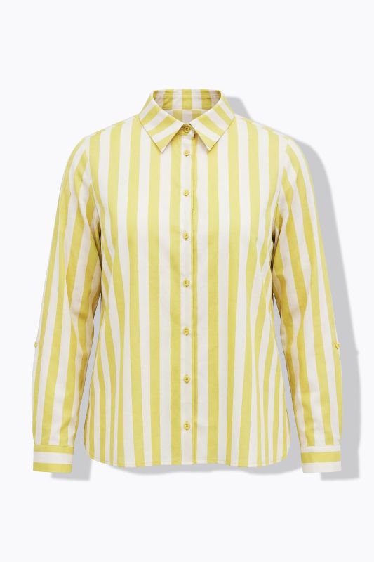 Striped Cotton Poplin Button-Down Blouse