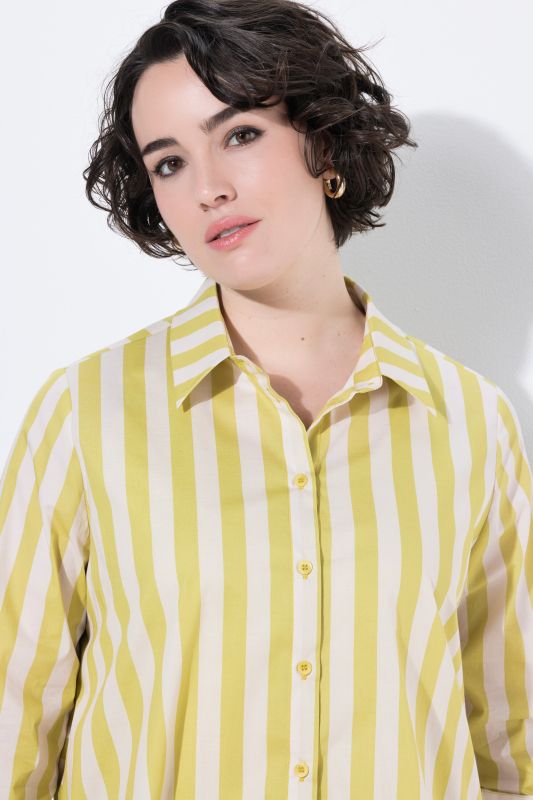 Striped Cotton Poplin Button-Down Blouse