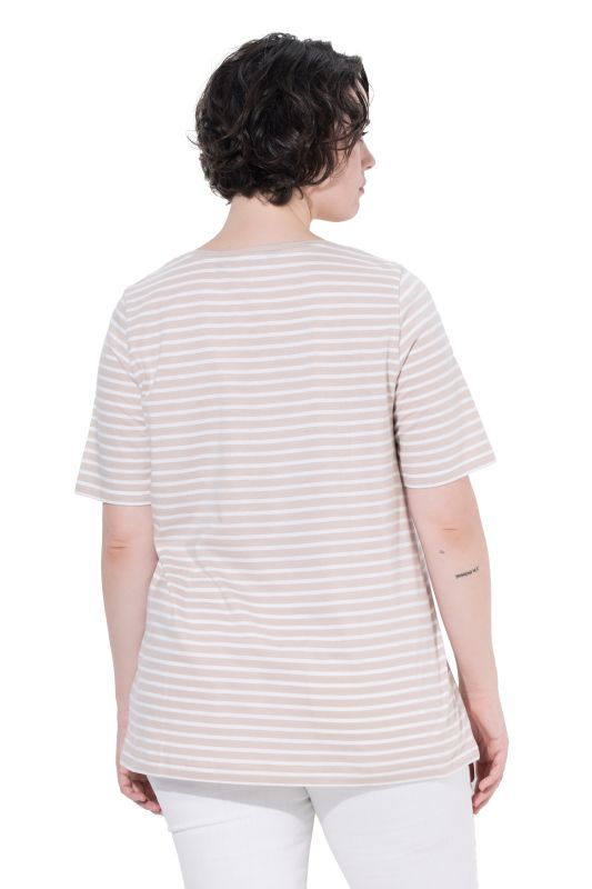 Striped Flower Embroidered Short Sleeve Tee