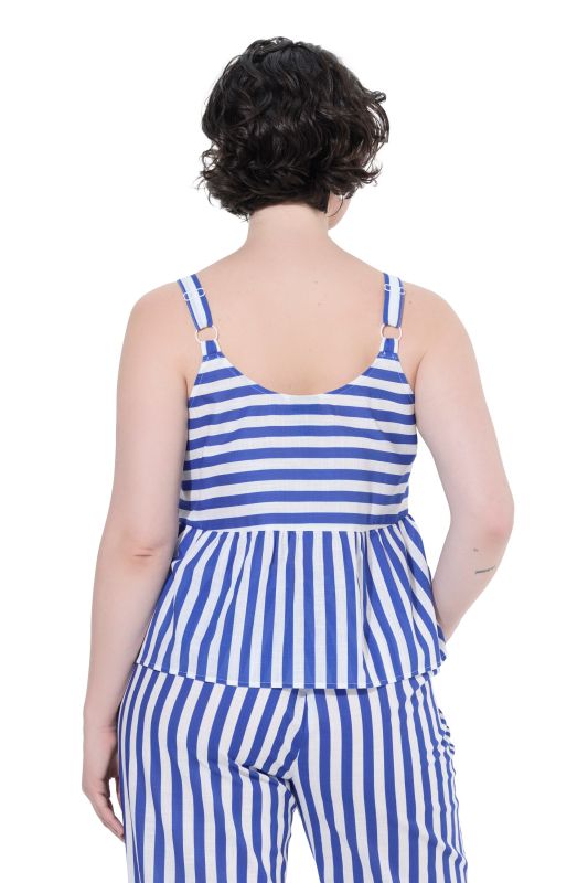 Striped Peplum Voile Tank Top
