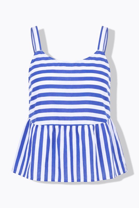 Striped Peplum Voile Tank Top