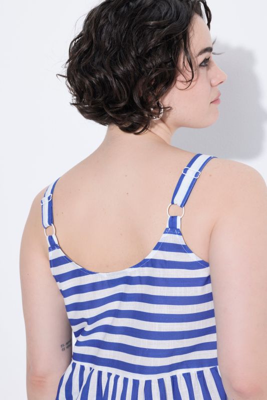 Striped Peplum Voile Tank Top
