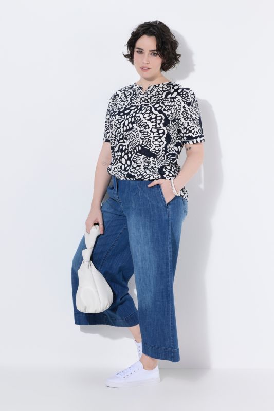Cropped Stretch Fit Wide Leg Mary Jeans