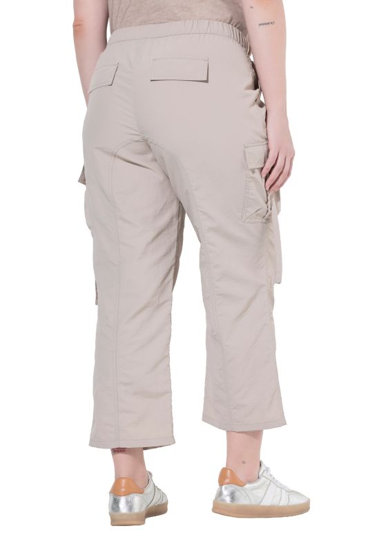 Cropped Elastic Waist Cargo Pants