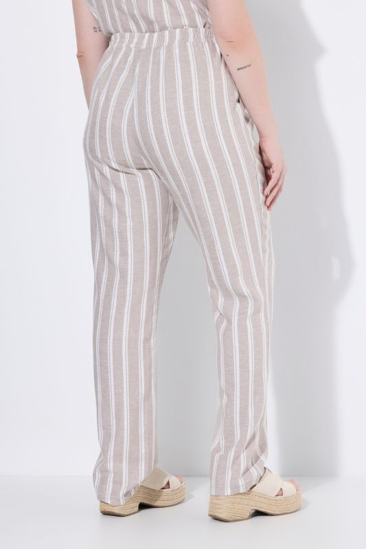 Striped Elastic Waist Linen Blend Pants
