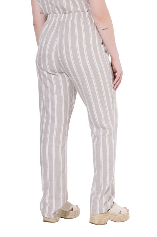 Striped Elastic Waist Linen Blend Pants