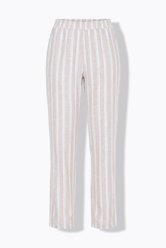 Striped Elastic Waist Linen Blend Pants