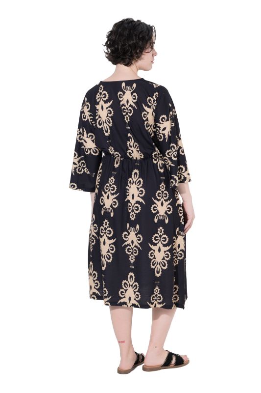 Ornamental Print Wrap-Look Dress