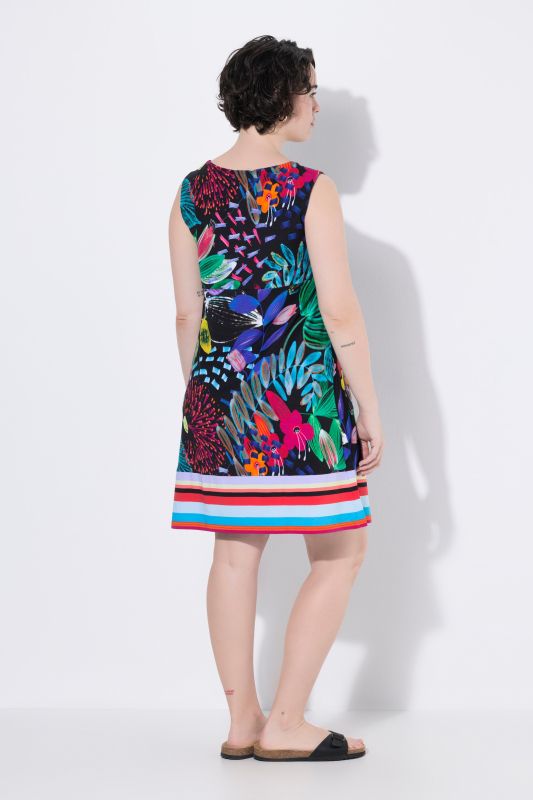 Striped Hem Sleeveless Jersey Dress